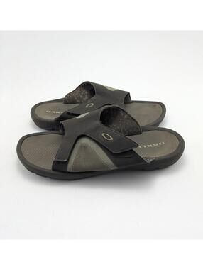 Vintage Mens Oakley 2000s Tech Style Brown Leather Sandals 10063-897 Size 11